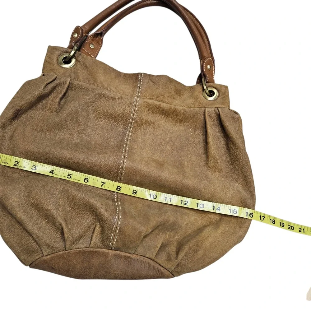 Coldwater Creek Genuine Leather‎ Hobo Shoulder Bag Distressed Tan Brown